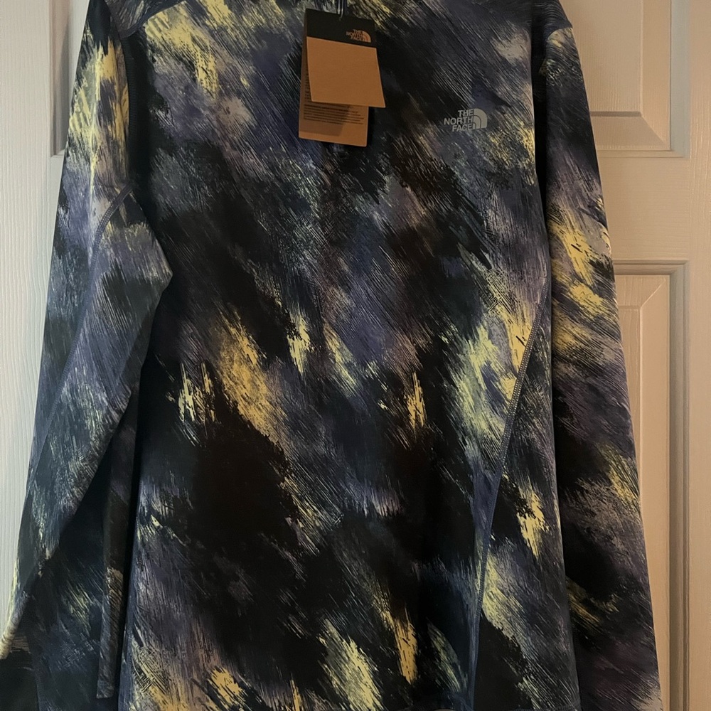 The North Face Blue and Yellow 1/4 Zip shirt